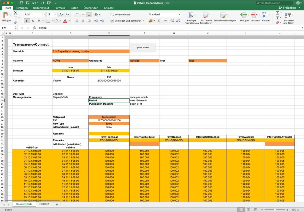 Template zur manuellen Erzeugung einer Öffentlichkeitsmeldung im Excel.