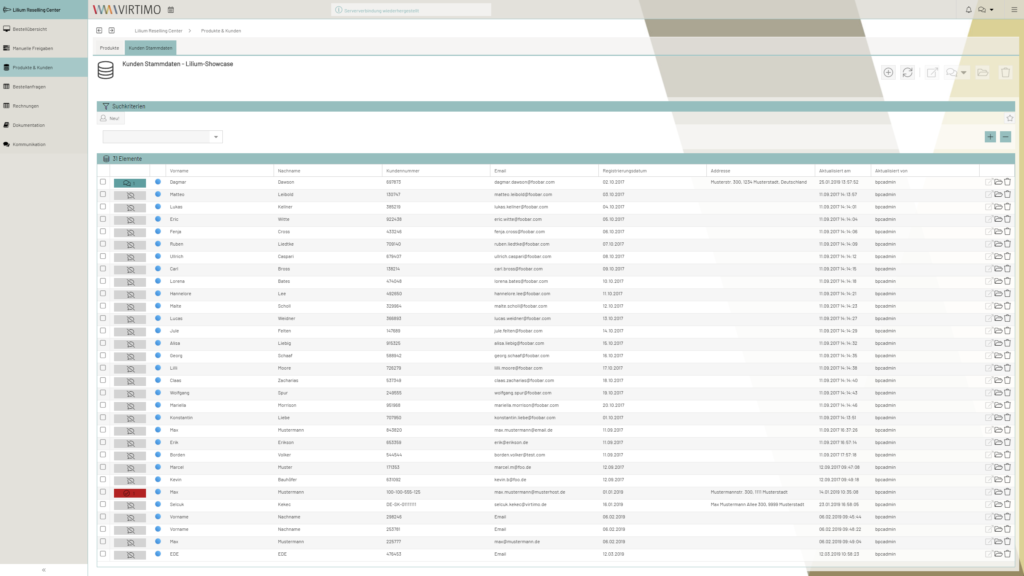 Data Management: Webbasierte Erfassung und Speicherung von strukturierten Daten und Objektbeziehungen.