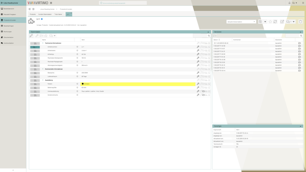 Data Management: Verwalten von Stammdaten und Protokolldetails
